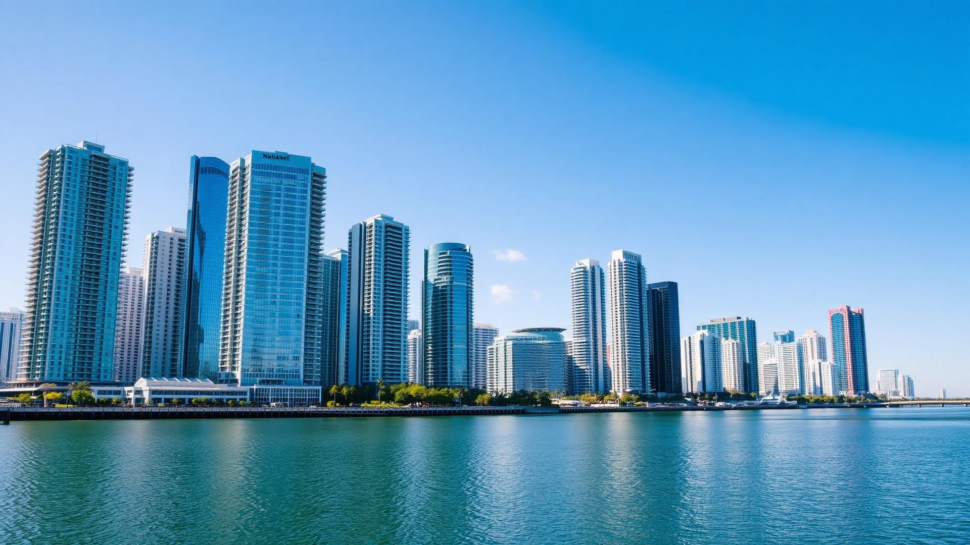 Miami Brickell waterfront skyline